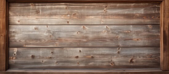 Poster - Wooden wall featuring detailed texture and a rustic window frame, showcasing natural elements in a close-up view