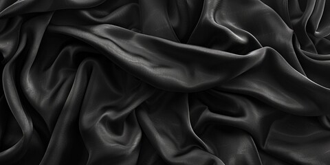Poster - Detailed view of black fabric. Ideal for backgrounds or textures
