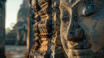 Aufkleber - Detailed shot of a person's face on a statue. Can be used for educational purposes