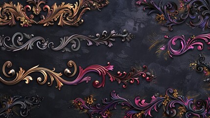 Aufkleber - A collection of decorative designs on a wall. Perfect for adding visual interest to any project
