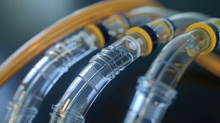 Poster - A detailed close up view of a bunch of wires. Perfect for technology and industrial concepts