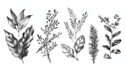 Poster - Assorted leaves in a natural setting, perfect for botanical designs