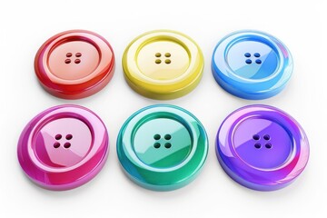 Poster - Vibrant set of six buttons on a white background. Perfect for crafts or fashion projects