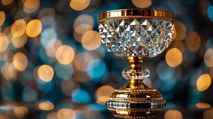 Detailed close-up of a glass or crystal trophy.