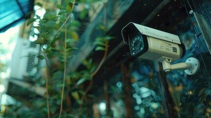 Poster - A security camera mounted on a building. Suitable for security concepts