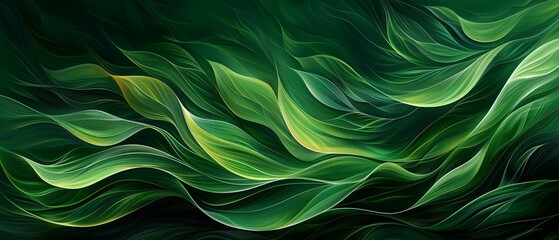 Wall Mural - Organic lines of green, ESG abstract harmony