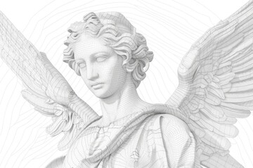 Poster - A statue of an angel with wings, suitable for various designs