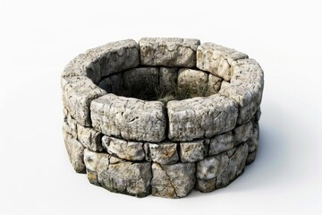Wall Mural - Stone fire pit on a clean white background. Ideal for outdoor design concepts