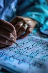 Aufkleber - Person writing on paper with pen, suitable for educational and business concepts
