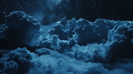 Aufkleber - A mesmerizing view of a night sky filled with clouds and stars. Perfect for background use in various projects