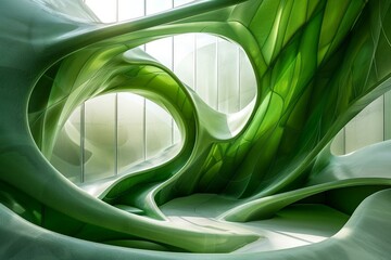 Wall Mural - Abstract sustainable curves, ESG green dynamic