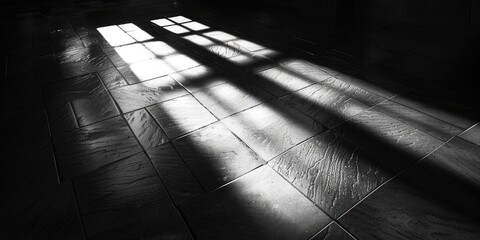 Poster - Black and white photo of light shining through a window, suitable for various design projects