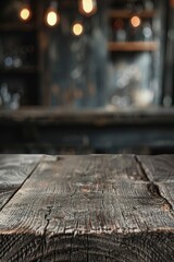 Poster - A simple wooden table with a blurred backdrop. Suitable for various design projects