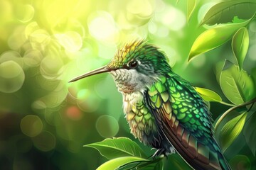 Poster - A vibrant bird perched on a tree branch. Suitable for nature and wildlife themes