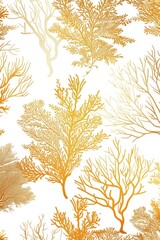 Poster - Group of orange and white trees on a plain white background. Suitable for nature-themed designs