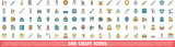 Fototapeta  - 100 craft icons set. Color line set of craft vector icons thin line color flat on white