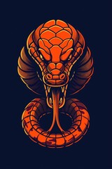 Poster - A threatening snake showing its tongue. Suitable for wildlife or danger concepts