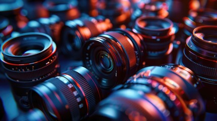 Aufkleber - Collection of camera lenses, perfect for photography enthusiasts
