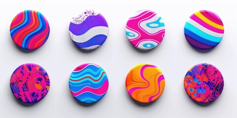 Poster - Colorful painted rocks on a white background, perfect for adding a pop of color to your designs