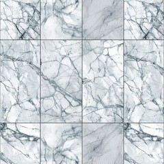 Poster - A close-up view of white and grey marble tiles. Perfect for interior design projects