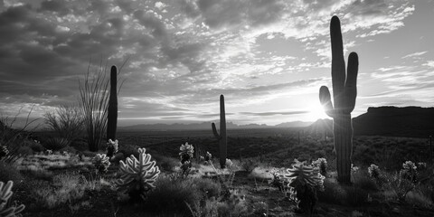 Aufkleber - A monochromatic image of a barren desert landscape, suitable for various projects