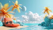 summer theme background on cartoon for summer banner and design. with generative ai