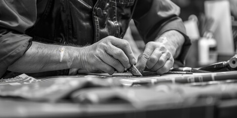 Aufkleber - A person working on a piece of art. Suitable for creative projects