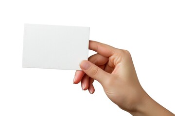 Poster - Person holding a white card. Can be used for business or communication concepts