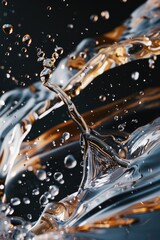 Poster - Detailed view of a liquid wave with water droplets. Suitable for various design projects