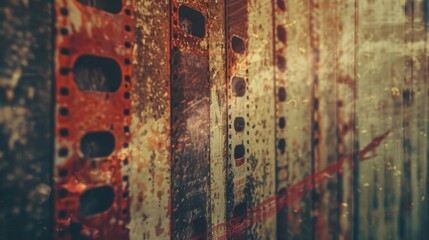 Poster - Detailed close-up of a rusty train door. Suitable for transportation themes