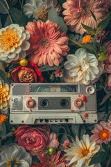 Poster - Close-up of a radio with a floral arrangement, perfect for springtime themes