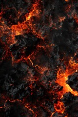 Poster - A close up of black and orange fire. Suitable for various design projects