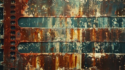 Poster - A weathered metal surface with industrial details. Perfect for backgrounds or textures