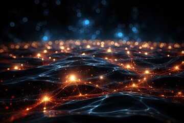 Fototapete - network connections background interstellar pathways, soft plexus lines weaving through a cosmic tapestry, celestial bodies enhancing the sense of interconnectedness in a vast, cosmic setting