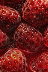 Poster - A close up image of a bunch of ripe red strawberries. Perfect for food and health-related designs