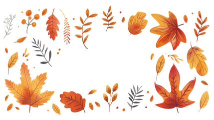 Poster - Vibrant leaves and berries on a clean white backdrop. Perfect for botanical designs