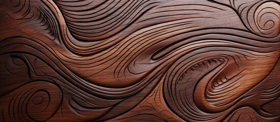 Poster - Close up of a textured wooden surface with a pattern of curvy lines creating an interesting design