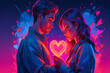 Fantasy Valentine's day digital art with romantic couple