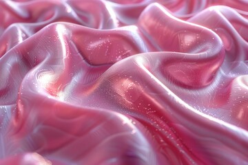 Aufkleber - Gleaming light plays across the graceful waves of a rose-colored silk fabric highlighting its texture