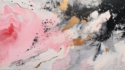  Abstract painting background, black pink white tone. Generative AI