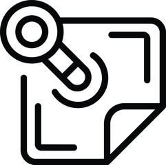Poster - Pinned paper note with pushpin icon outline vector. Reminder board thumbtack. Important message attach