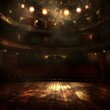 a vast empty theater with the stage bathed in warm light generative ai