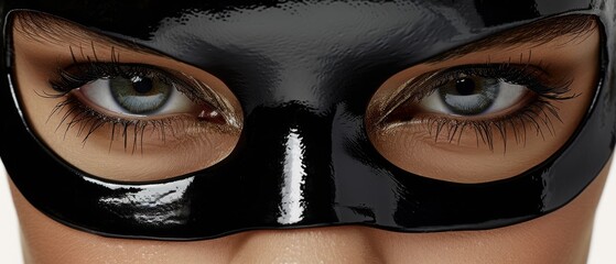 Poster -   A woman wearing a black mask with long eyelashes