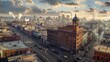 1800s san francisco panoramic cityscape with period specific architecture in ultra high resolution