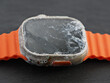 Rusty modern smartwatch with touch display. Close-up.