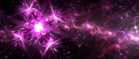 Poster -   An image of stars clustered in purple and pink shades, featuring stars centrally in the composition