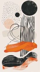 Poster - Modern Abstract Composition with Organic and Geometric Shapes