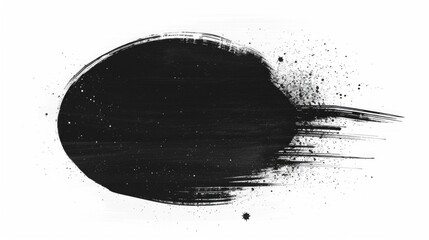 Aufkleber - Black Circular Brush Stroke on White Canvas