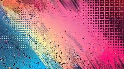 Aufkleber - Vibrant Halftone Abstract Background with Dynamic Waves