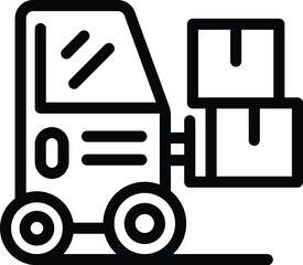 Poster - Warehouse forklift icon outline vector. Storage shipping boxes. Delivery truck machine